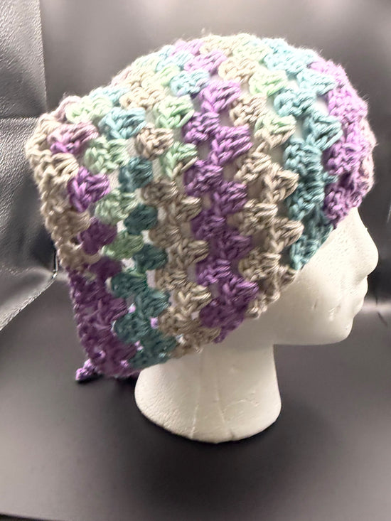 Hand crocheted cotton head scarf