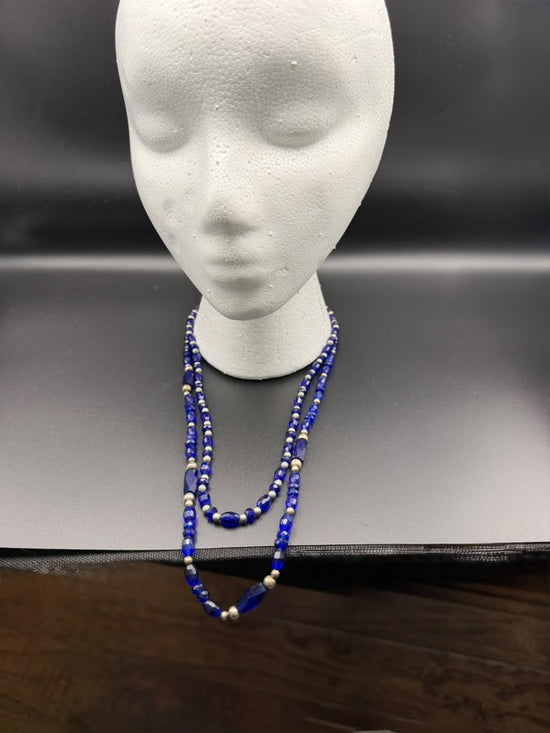 Hand crafted blue bead necklace set