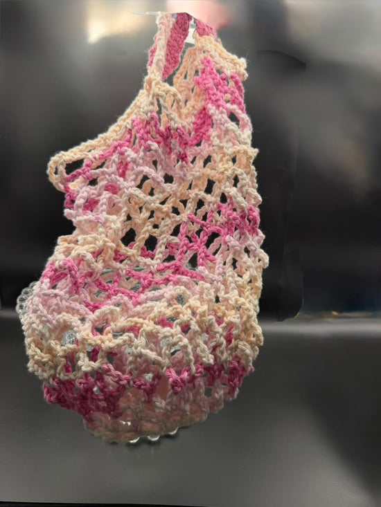 Hand crocheted market tote.